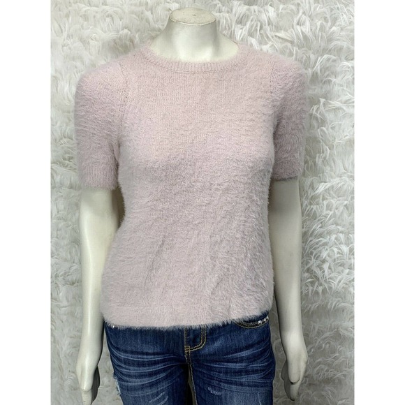 LOFT Sweaters - Loft Petites XSP Short Sleeve Sweater Tie Back Pull Over Pink Nylon & Acrylic